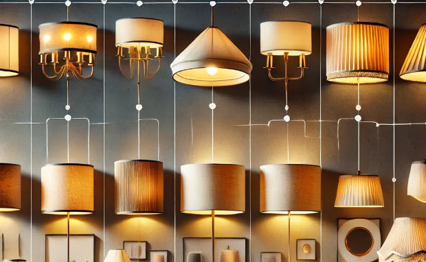 different shapes of lampshades